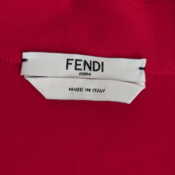 Fendi Embroidered button down shirt in red silk crepe de chine - Picture 16 of 16